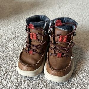 Hey Dude Brown and Red Boots with Suede Upper